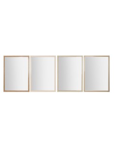Miroir mural Home ESPRIT Blanc Marron Beige Gris 66 x 2 x 92 cm (4 Unités)