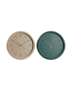 Horloge Murale Home ESPRIT Vert Rose PVC Moderne 30 x 4 x 30 cm (2 Unités)