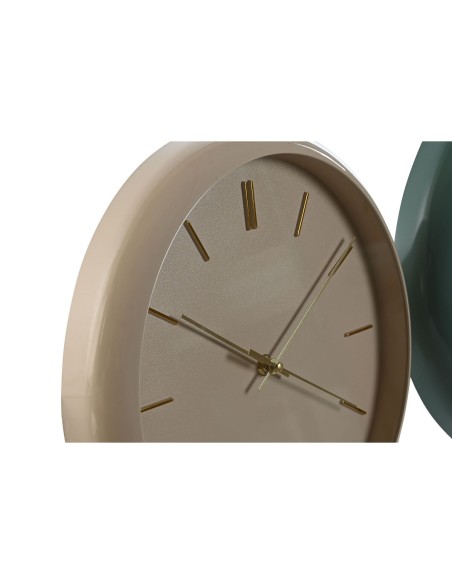 Horloge Murale Home ESPRIT Vert Rose PVC Moderne 30 x 4 x 30 cm (2 Unités)