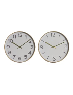 Horloge Murale Home ESPRIT Blanc Doré PVC 30 x 4 x 30 cm (2 Unités)