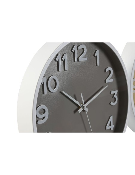 Horloge Murale Home ESPRIT Bleu Blanc Rose Moutarde PVC 30 x 4 x 30 cm (3 Unités)