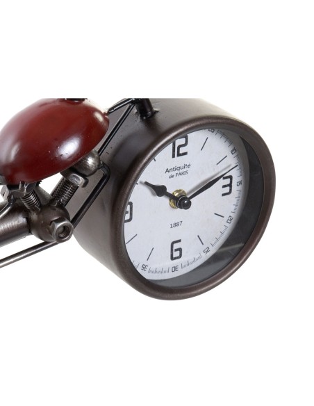 Horloge de table Home ESPRIT Rouge Métal Verre Bois MDF Moto Vintage 32,5 x 10 x 18 cm