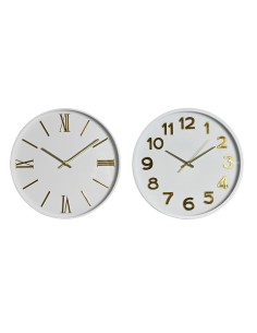 Horloge Murale Home ESPRIT Blanc Doré PVC 30 x 4 x 30 cm (2 Unités)