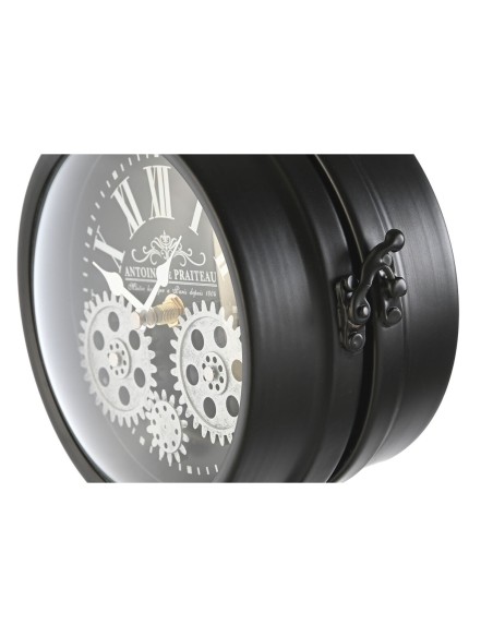 Horloge de table Home ESPRIT Blanc Noir Argenté Métal Verre 18 x 17 x 40,5 cm