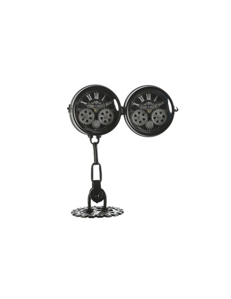Horloge de table Home ESPRIT Blanc Noir Argenté Métal Verre 18 x 17 x 40,5 cm