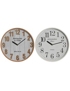 Horloge Murale Home ESPRIT Blanc Verre Bois MDF 32 x 4,5 x 32 cm (2 Unités)