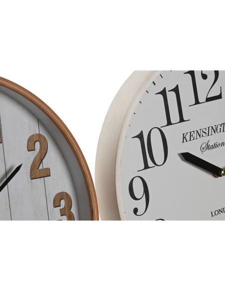 Horloge Murale Home ESPRIT Blanc Verre Bois MDF 32 x 4,5 x 32 cm (2 Unités)