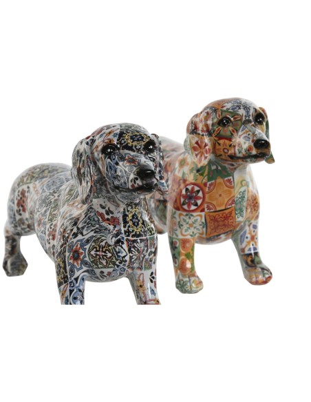 Figurine Décorative Home ESPRIT Multicouleur Chien méditerranéen 21 x 6 x 12 cm (2 Unités)
