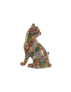 Figurine Décorative Home ESPRIT Multicouleur Chat méditerranéen 11 x 10 x 16 cm (2 Unités) 2