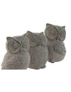 Figurine Décorative Home ESPRIT Gris Hibou Finition vieillie 10 x 9 x 14 cm (3 Unités) 2