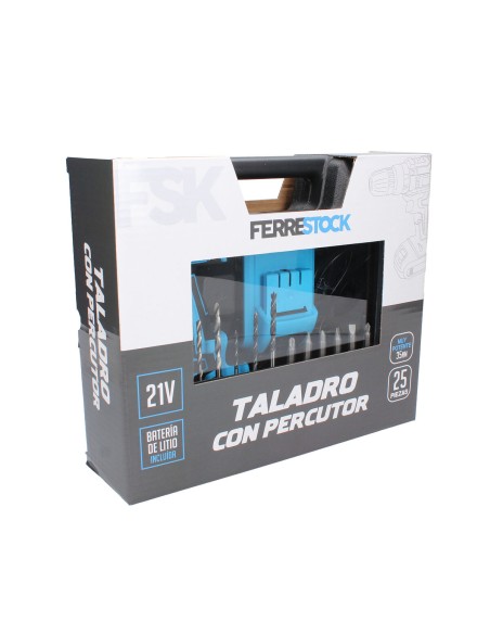 Set de forage et accessoires Ferrestock FSKTAB101 21 V 25 Pièces