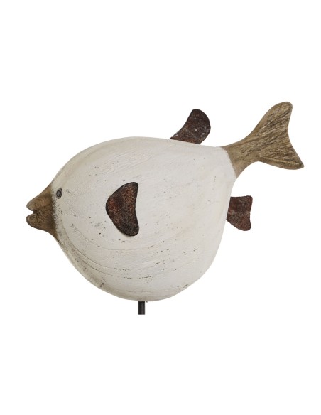 Figurine Décorative Home ESPRIT Blanc Naturel Poisson 24 x 10 x 33 cm