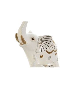 Figurine Décorative Home ESPRIT Blanc Doré Eléphant Romantique 11 x 8 x 19 cm 2