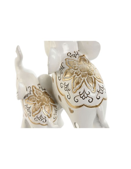 Figurine Décorative Home ESPRIT Blanc Doré Eléphant Romantique 11 x 8 x 19 cm