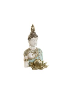Figurine Décorative Home ESPRIT Turquoise Doré Buda Oriental 12 x 12 x 22 cm