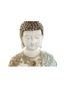 Figurine Décorative Home ESPRIT Turquoise Doré Buda Oriental 12 x 12 x 22 cm 2