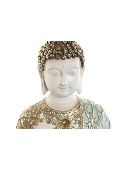 Figurine Décorative Home ESPRIT Turquoise Doré Buda Oriental 12 x 12 x 22 cm