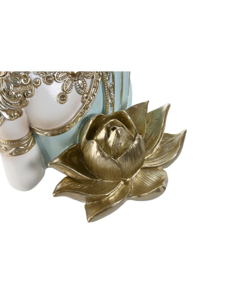 Figurine Décorative Home ESPRIT Turquoise Doré Buda Oriental 12 x 12 x 22 cm