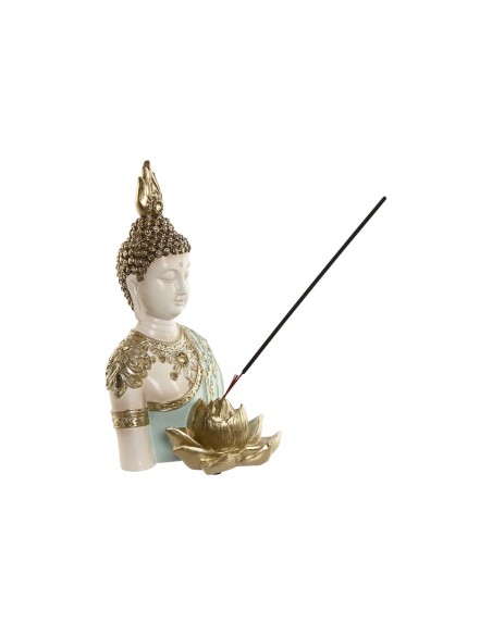 Figurine Décorative Home ESPRIT Turquoise Doré Buda Oriental 12 x 12 x 22 cm