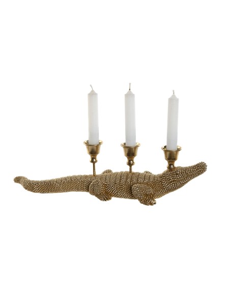 Figurine Décorative Home ESPRIT Doré Pot à Bougie 42,5 x 12,5 x 11,5 cm