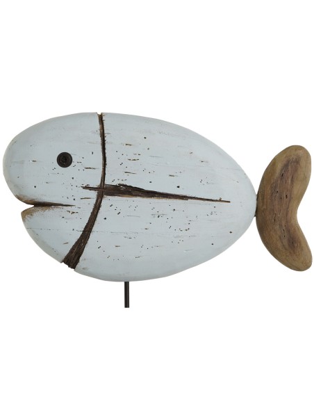 Figurine Décorative Home ESPRIT Blanc Naturel Poisson Finition vieillie (2 Unités)