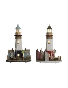 Décoration lumineuse Home ESPRIT Bois Aluminium Phare 20 x 20 x 30,5 cm (2 Unités)