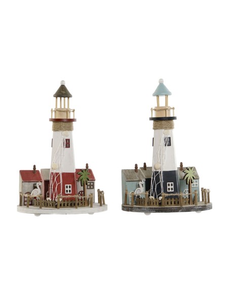Décoration lumineuse Home ESPRIT Bois Aluminium Phare 20 x 20 x 30,5 cm (2 Unités)