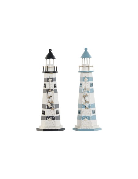 Décoration lumineuse Home ESPRIT Bois Marin Phare 14 x 14 x 40 cm (2 Unités)