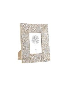 Cadre photo DKD Home Decor Blanc Naturel Verre Bois de manguier Indien 20 x 1,3 x 25 cm