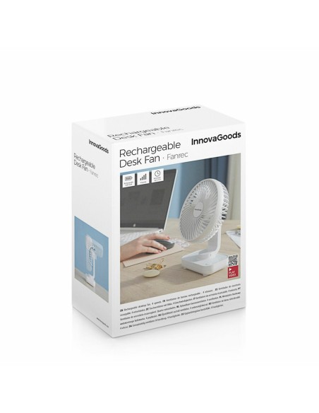 Ventilateur de Bureau Rechargeable Fanrec InnovaGoods Ø5,4'' 3600 mAh / 13,3 W