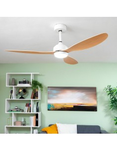 Ventilateur de Plafond avec Lumière LED et 3 Pales ABS Wuled InnovaGoods Bois 36 W 52" Ø132 cm