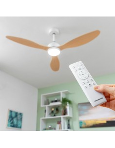 Ventilateur de Plafond avec Lumière LED et 3 Pales ABS Wuled InnovaGoods Bois 36 W 52" Ø132 cm 2