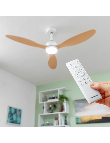 Ventilateur de Plafond avec Lumière LED et 3 Pales ABS Wuled InnovaGoods Bois 36 W 52" Ø132 cm