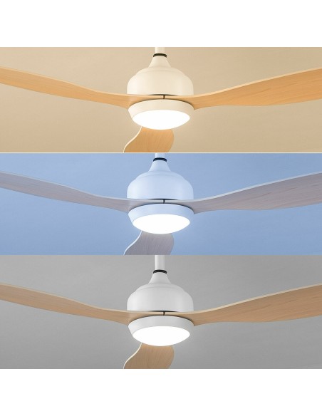 Ventilateur de Plafond avec Lumière LED et 3 Pales ABS Wuled InnovaGoods Bois 36 W 52" Ø132 cm