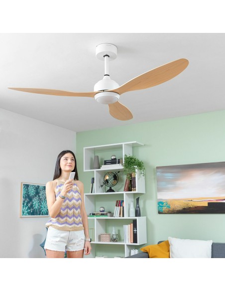 Ventilateur de Plafond avec Lumière LED et 3 Pales ABS Wuled InnovaGoods Bois 36 W 52" Ø132 cm
