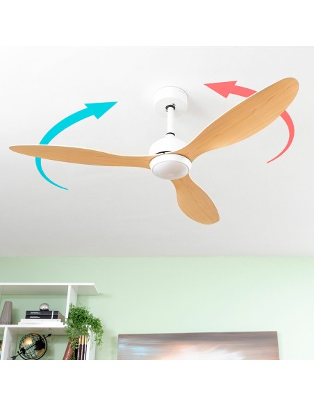 Ventilateur de Plafond avec Lumière LED et 3 Pales ABS Wuled InnovaGoods Bois 36 W 52" Ø132 cm