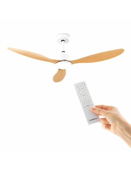 Ventilateur de Plafond avec Lumière LED et 3 Pales ABS Wuled InnovaGoods Bois 36 W 52" Ø132 cm