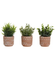 Plante décorative Home ESPRIT Polyéthylène Ciment 12 x 12 x 17 cm (3 Unités)
