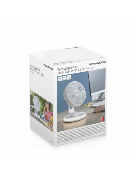 Ventilateur de Bureau Rechargeable avec LED FanLed InnovaGoods Ø6,6'' 4000 mAh