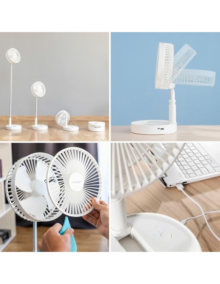 Ventilateur Rechargeable Pliable 3 en 1 Fandle InnovaGoods Ø7,7'' 7200 mAh