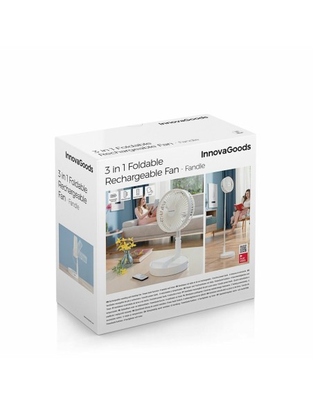 Ventilateur Rechargeable Pliable 3 en 1 Fandle InnovaGoods Ø7,7'' 7200 mAh