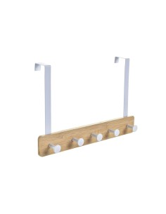 Porte-manteaux pour portes Home ESPRIT Blanc Métal Bambou 38,5 x 4,8 x 25,5 cm