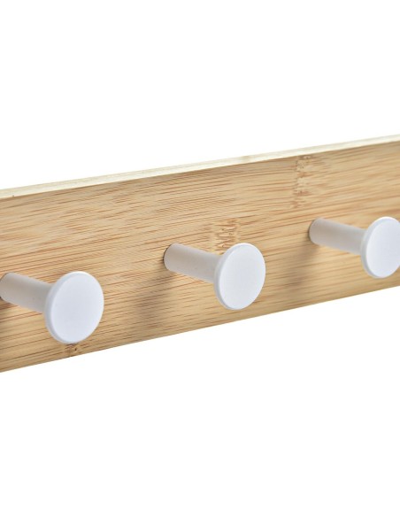 Porte-manteaux pour portes Home ESPRIT Blanc Métal Bambou 38,5 x 4,8 x 25,5 cm
