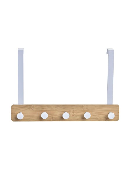 Porte-manteaux pour portes Home ESPRIT Blanc Métal Bambou 38,5 x 4,8 x 25,5 cm
