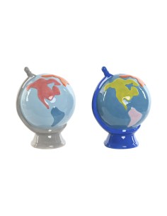 Tirelire Home ESPRIT Dolomite Globe terrestre 14,5 x 13,5 x 19 cm (2 Unités)
