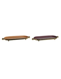 Centre de Table DKD Home Decor Orange Doré Urbaine 35 x 13 x 3 cm (2 Unités)