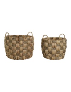 Set de basket Home ESPRIT Naturel Herbier marin Fibre naturelle Boho 43 x 43 x 39 cm (2 Pièces)
