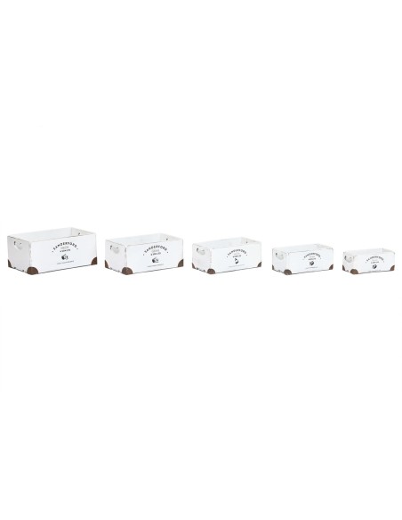 Set de boîtes décoratives Home ESPRIT Sanderford Blanc Bois d'épicéa 35 x 22 x 15 cm (5 Pièces)