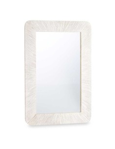 Miroir mural 38 Blanc Marron Rayures 90 x 60 x 2 cm Rectangulaire