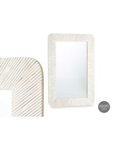 Miroir mural 38 Blanc Marron Rayures 90 x 60 x 2 cm Rectangulaire 2